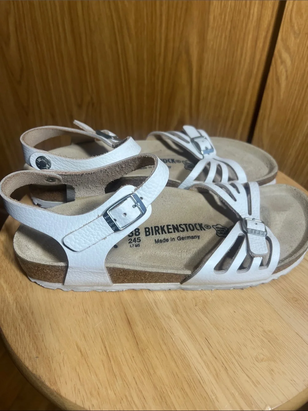 Birkenstock White Multi-Strap Leather Ankle Sandals